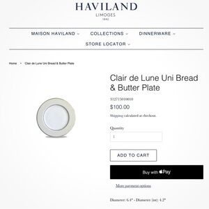 Set Of 5 Haviland Clair De Lune Uni Bread & Butter Plates 6.4”